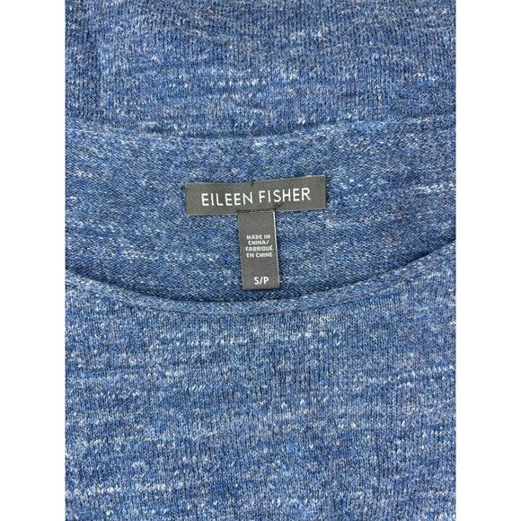 Eileen Fisher women's small blue heathered oversized long sleeve sweater top - Picture 7 of 7